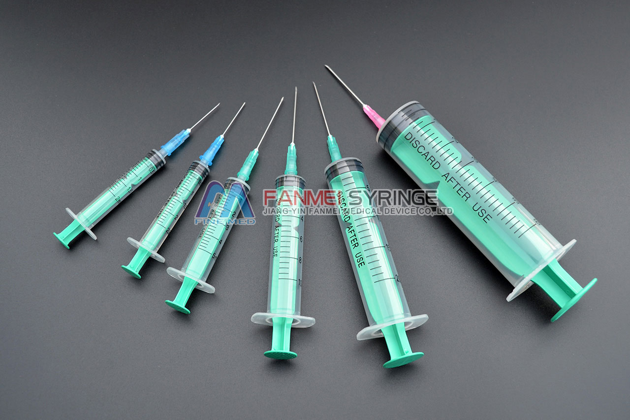 3-Part Disposable Syringe(Luer Slip,Green Plunger)